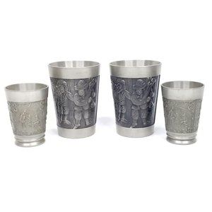 Vintage Rein Zinn Pewter Tumblers Shot Glasses